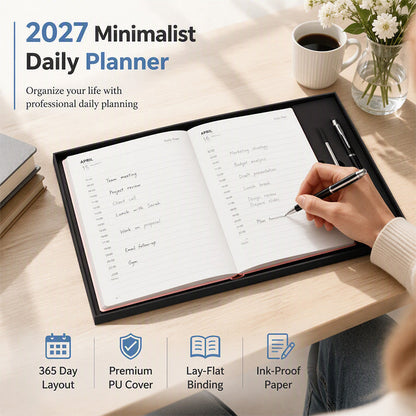 2027 Minimalistische agenda-notitieboekje