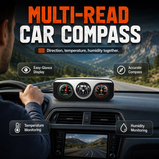 🧭 Dashboardkompas met thermometer en hygrometer