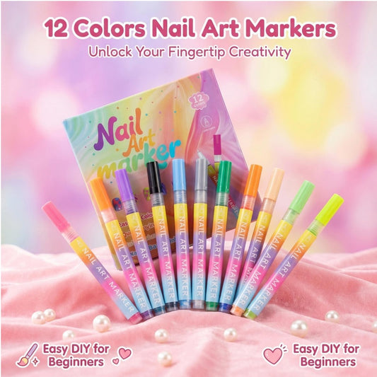 Set van 12 nagelmarkers in diverse kleuren