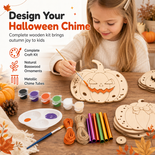 Houten pompoenknutselset voor Halloween – productafbeelding