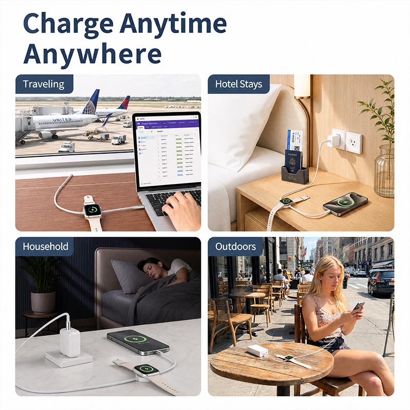 Gevlochten Oplaadkabel voor Telefoon en Horloge – productafbeelding