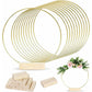 Gouden decoratiehoepel met houten standaard – productafbeelding
