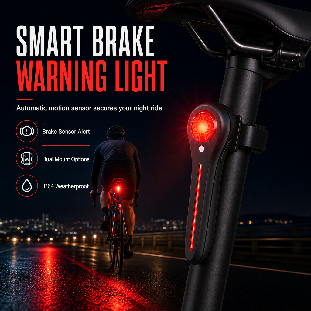 Oplaadbaar fietsachterlicht met remsensor – productafbeelding