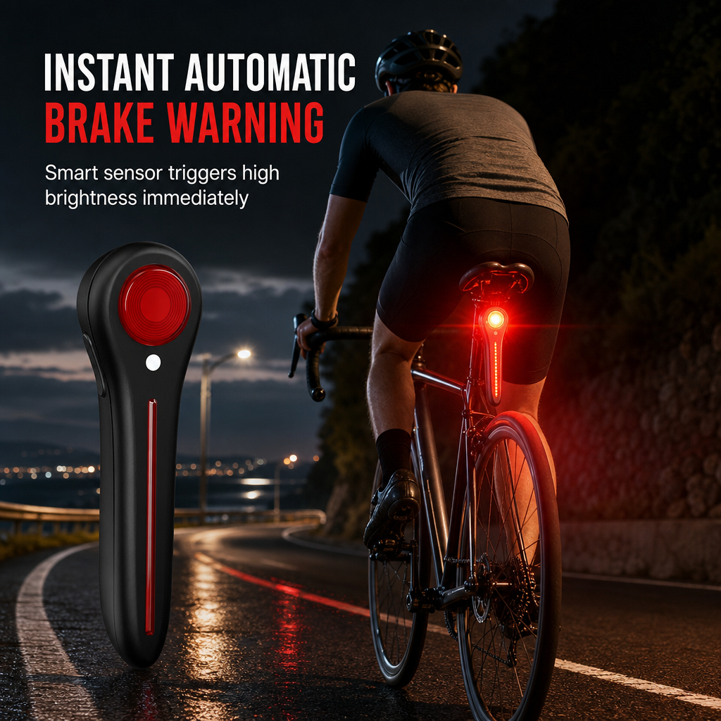 Oplaadbaar fietsachterlicht met remsensor – productafbeelding