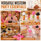 Plastic cowboylaars-borrelglaasjes met minihoeden – productafbeelding