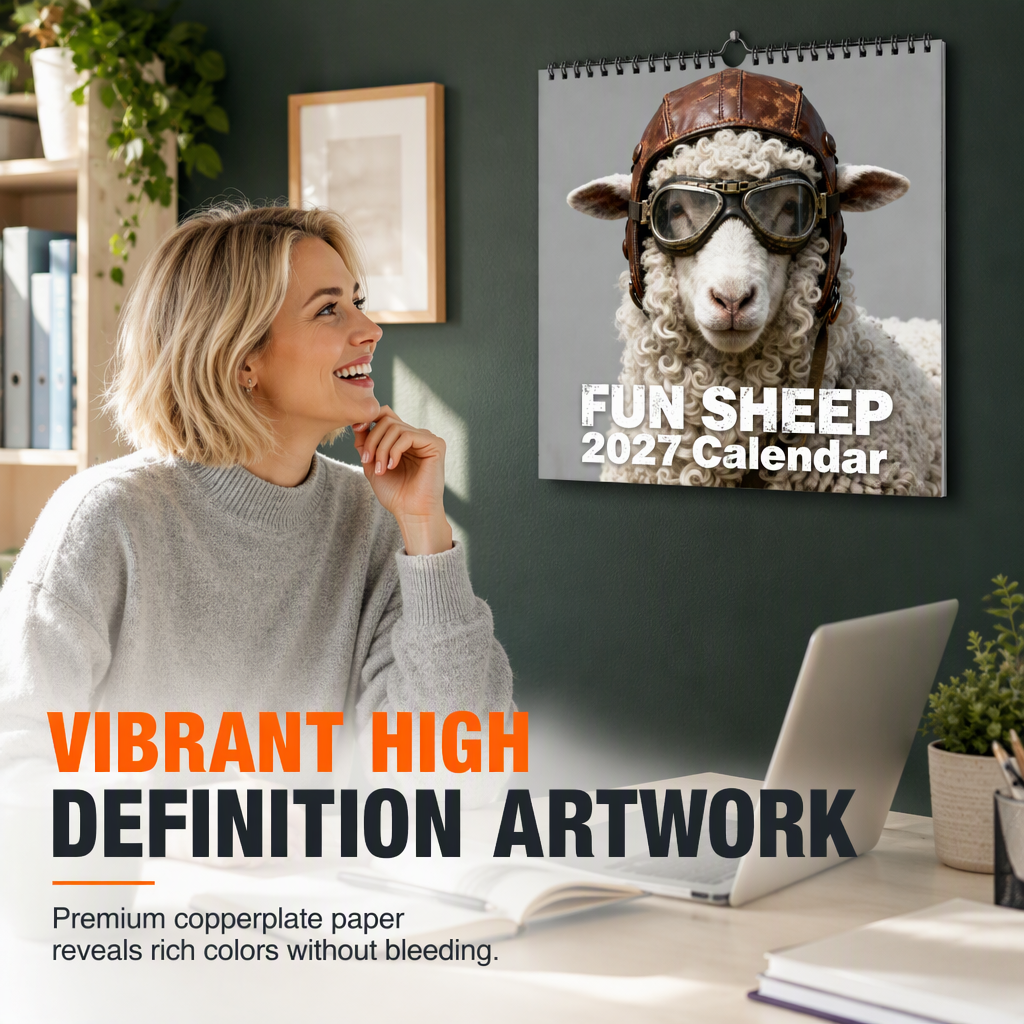 Grappige schapen-bureaukalender – productafbeelding