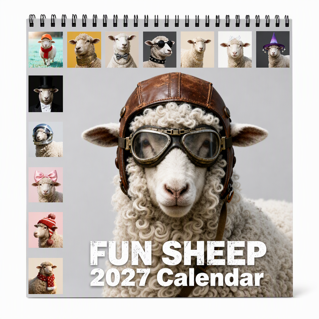 Grappige schapen-bureaukalender – productafbeelding