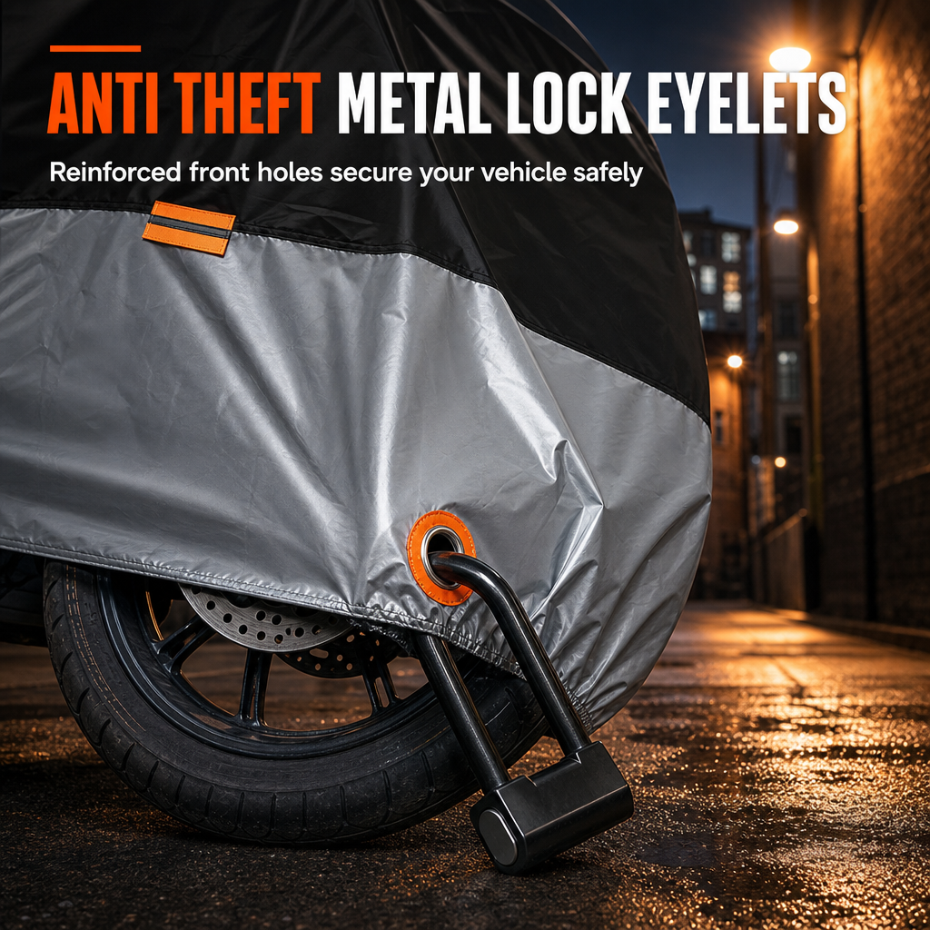 Waterbestendige motorhoes met slotopeningen – productafbeelding
