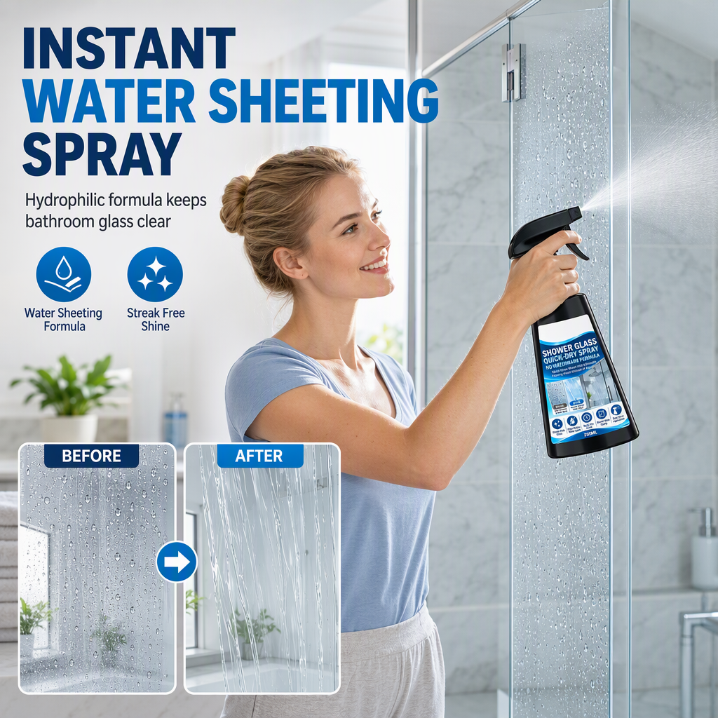 Spray voor doucheglas met doek – productafbeelding