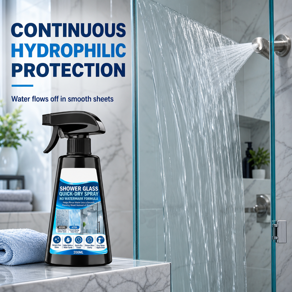 Spray voor doucheglas met doek – productafbeelding
