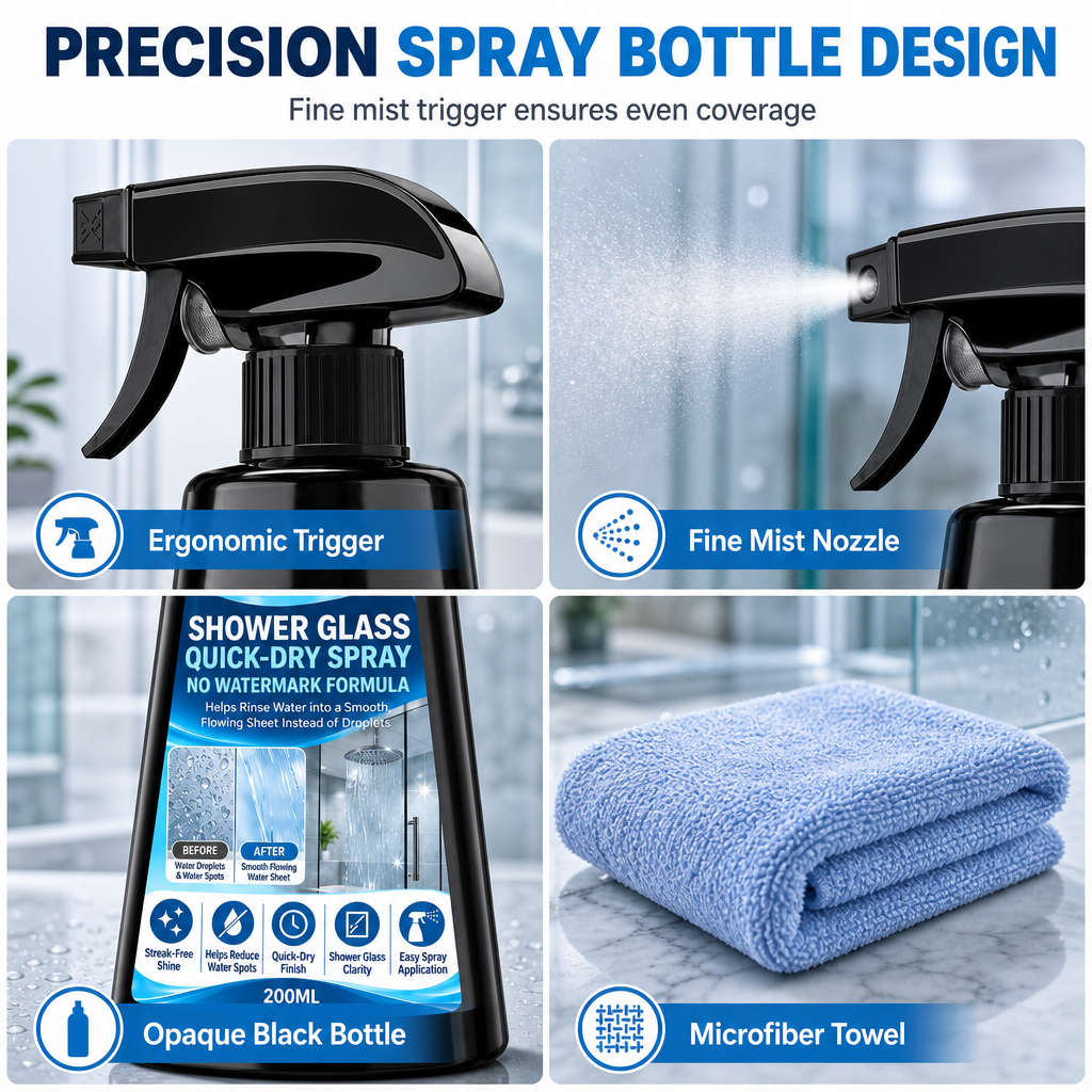 Spray voor doucheglas met doek – productafbeelding