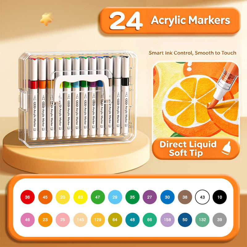 Acrylmarkers met flexibele penseelpunt – productafbeelding