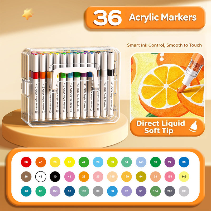 Acrylmarkers met flexibele penseelpunt – productafbeelding