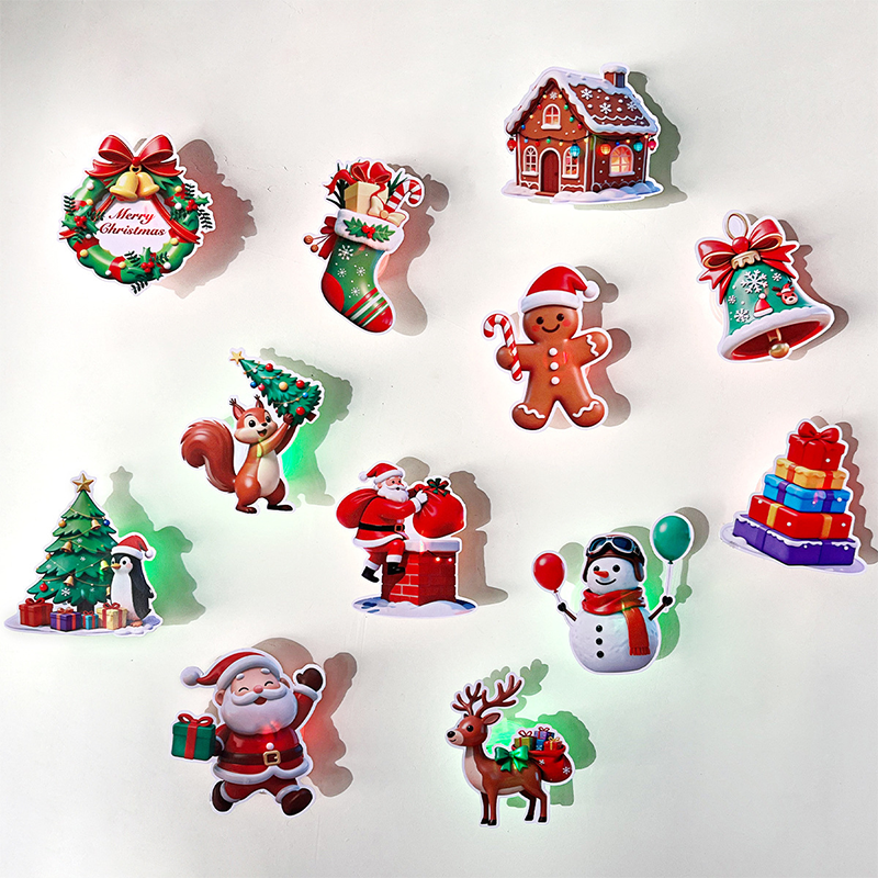 Verlichte kerstmuurstickers – productafbeelding