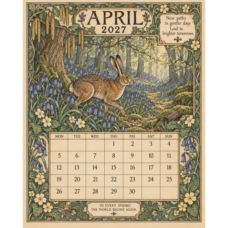 Geïllustreerde wandkalender 2027 – productafbeelding