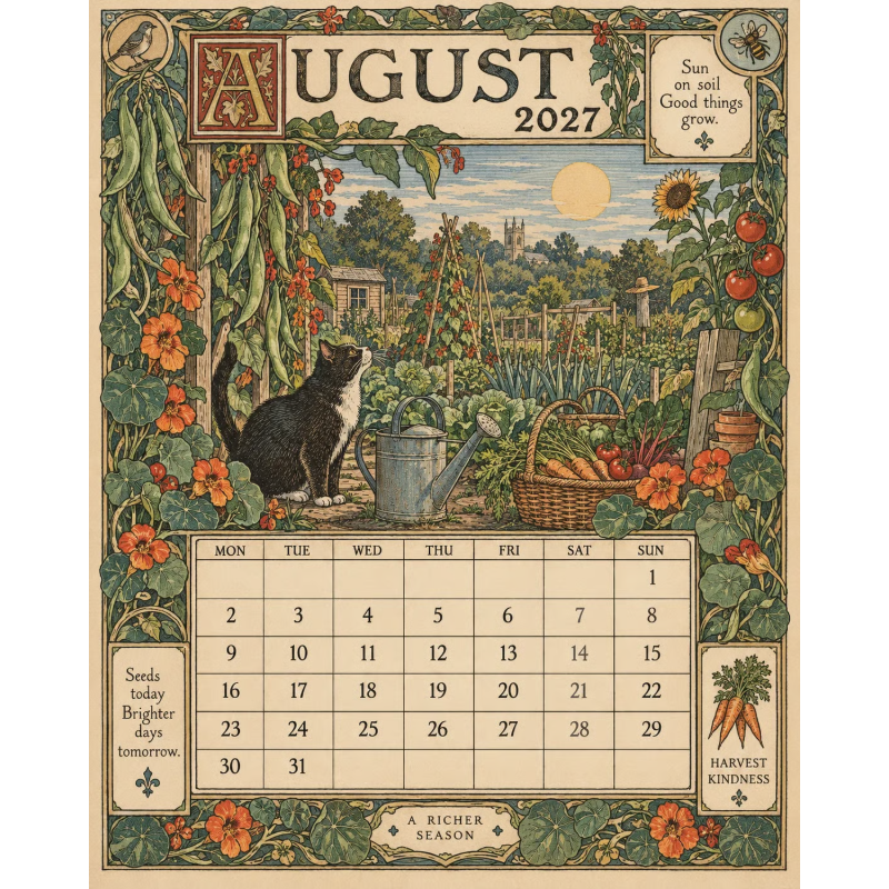 Geïllustreerde wandkalender 2027 – productafbeelding