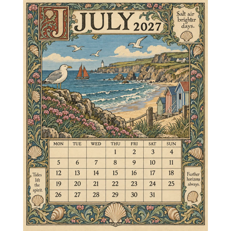 Geïllustreerde wandkalender 2027 – productafbeelding