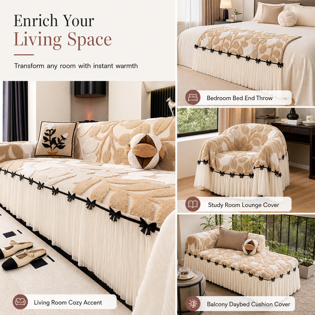 Zachte bankhoes met decoratieve zoom – productafbeelding