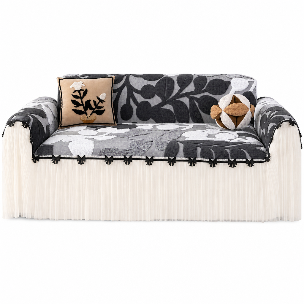 Zachte bankhoes met decoratieve zoom – productafbeelding