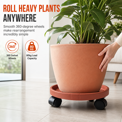 Ronde plantenroller met zwenkwielen – productafbeelding