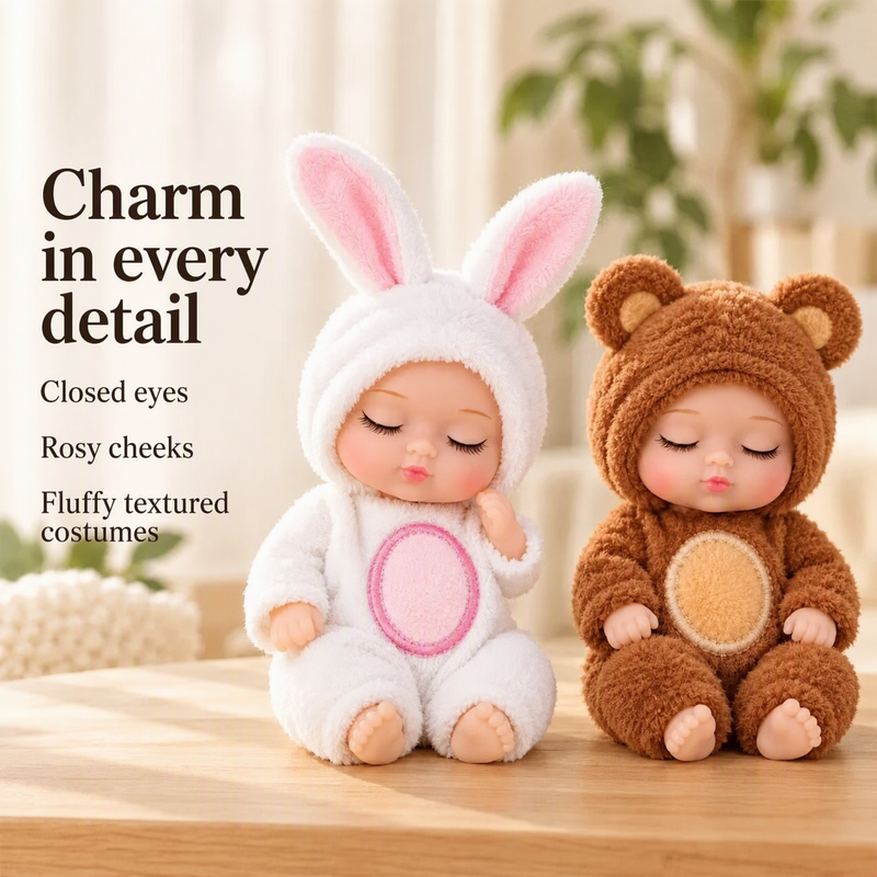 Mini-Babypoppenset met Dierenoutfits – productafbeelding