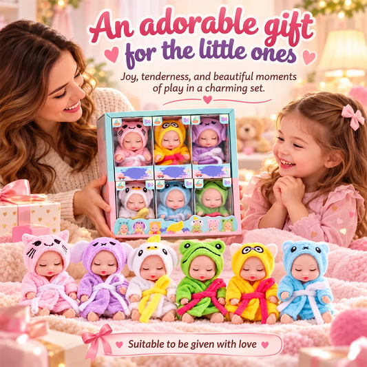 Mini-Babypoppenset met Dierenoutfits – productafbeelding