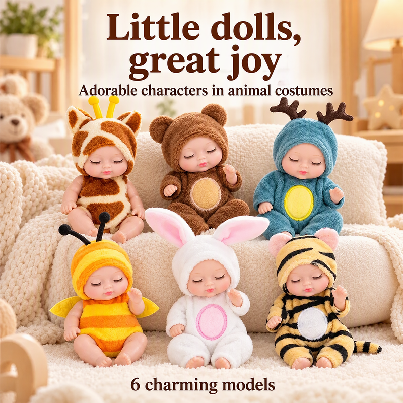 Mini-Babypoppenset met Dierenoutfits – productafbeelding