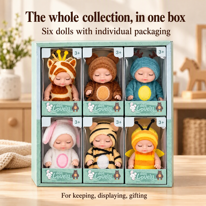 Mini-Babypoppenset met Dierenoutfits – productafbeelding