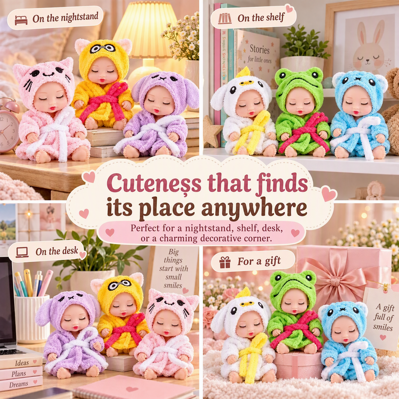 Mini-Babypoppenset met Dierenoutfits – productafbeelding
