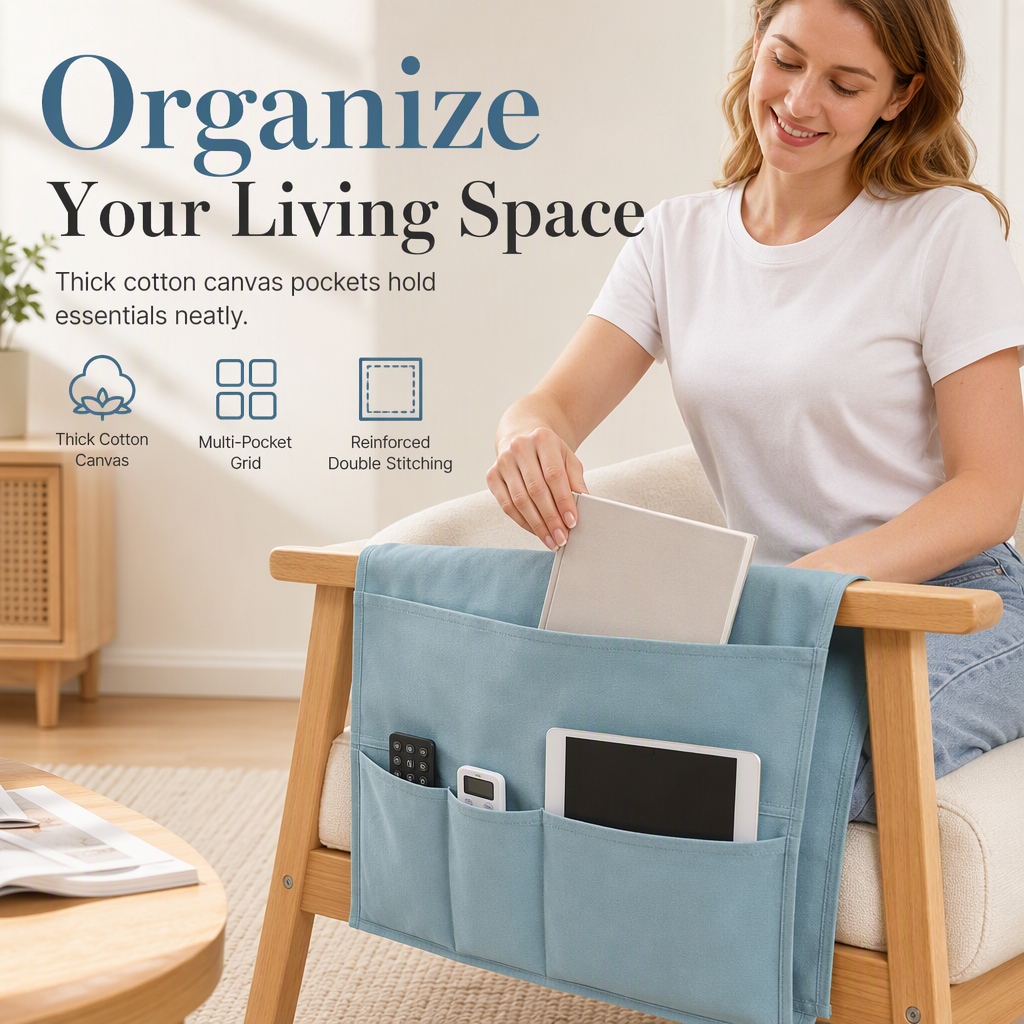 Canvas Bankorganizer met Opbergvakken – productafbeelding