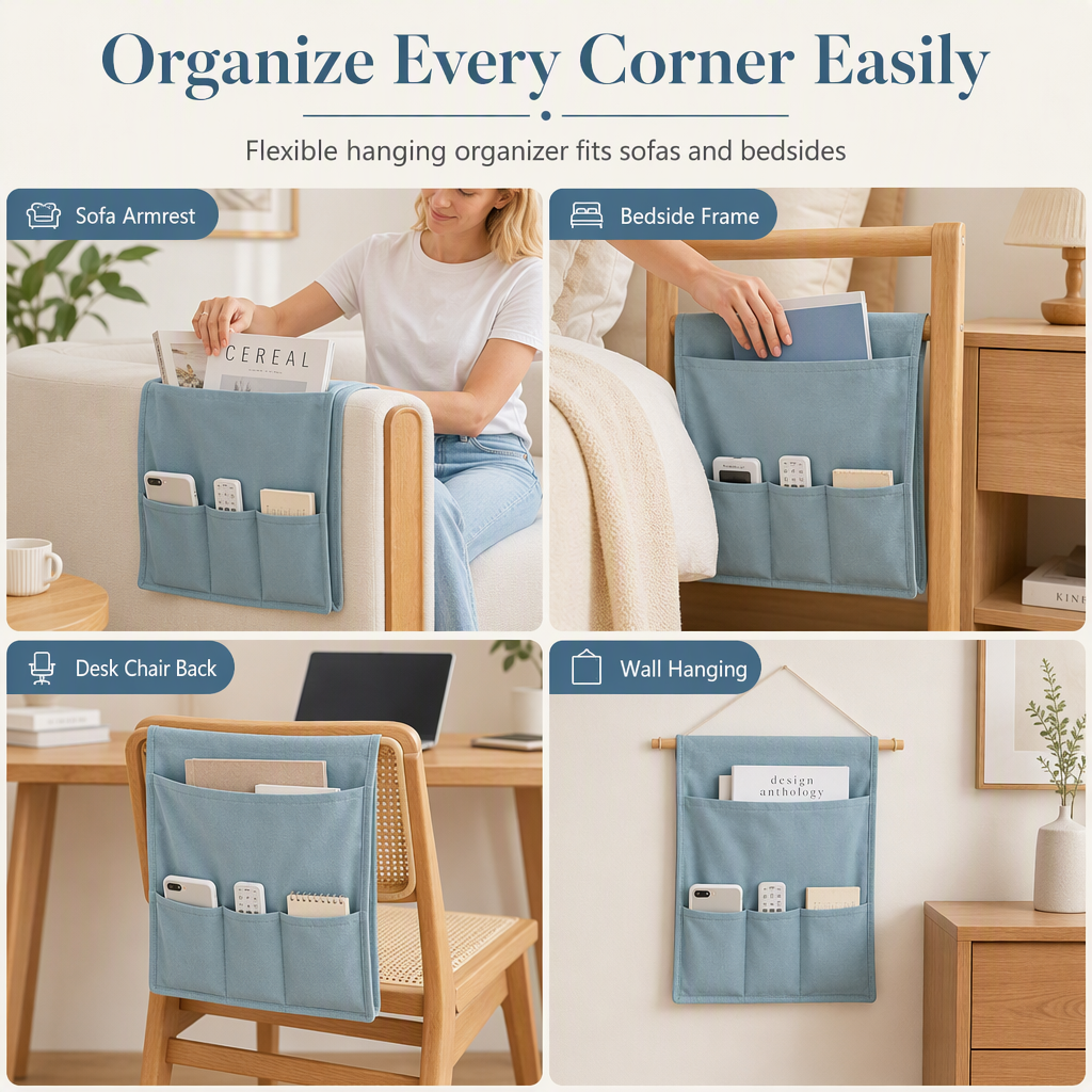 Canvas Bankorganizer met Opbergvakken – productafbeelding