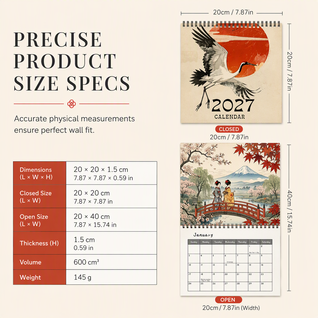 Hangkalender met Japanse Kunst – productafbeelding