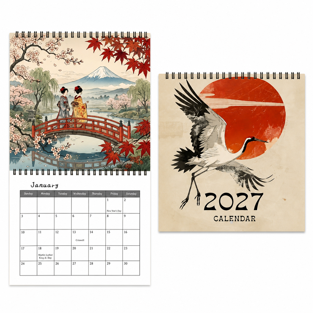 Hangkalender met Japanse Kunst – productafbeelding