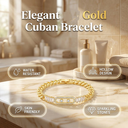 Goudkleurige Schakelarmband met Zirkonia – productafbeelding
