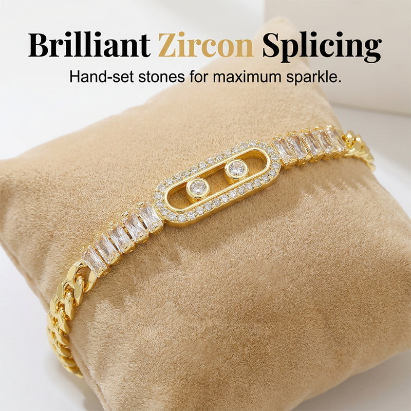 Goudkleurige Schakelarmband met Zirkonia – productafbeelding