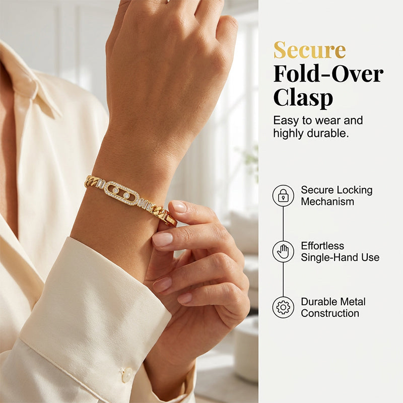 Goudkleurige Schakelarmband met Zirkonia – productafbeelding