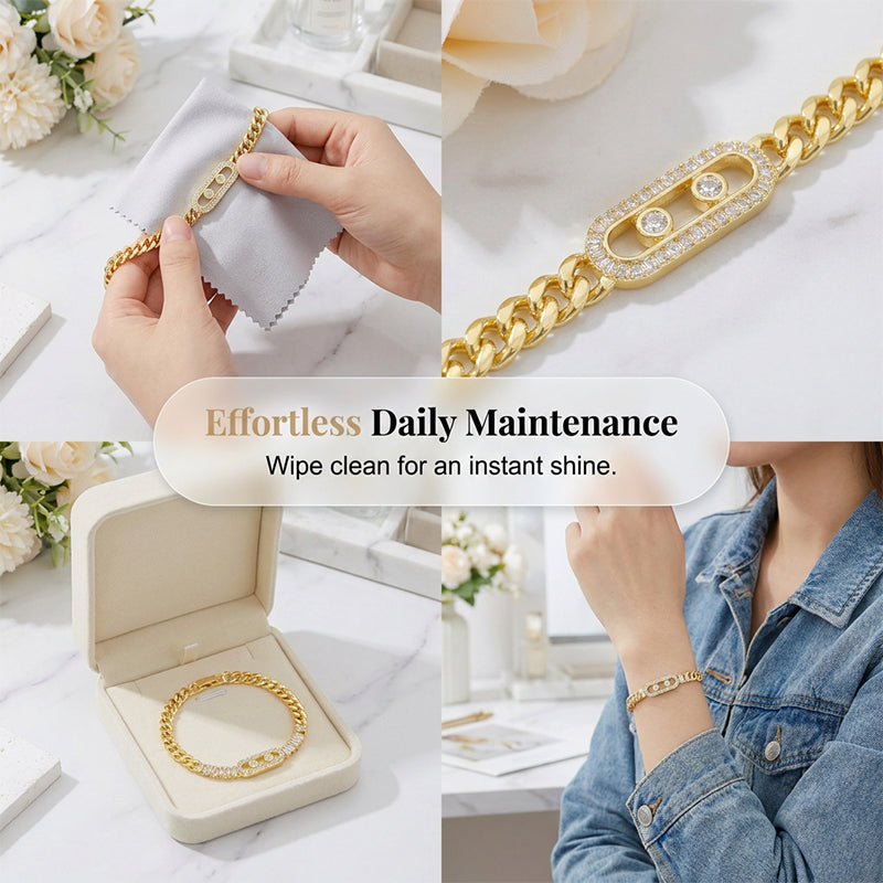 Goudkleurige Schakelarmband met Zirkonia – productafbeelding