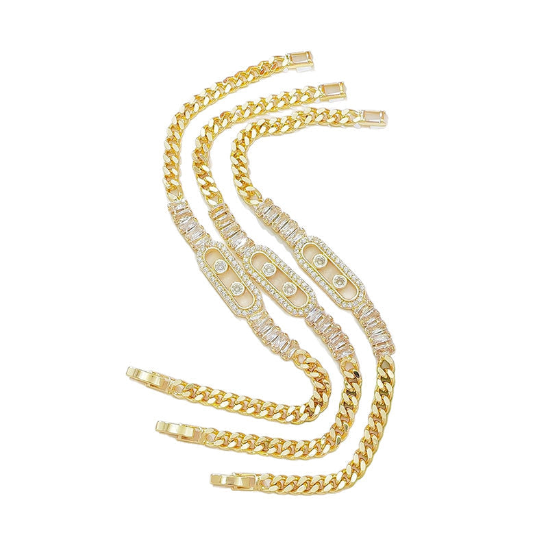 Goudkleurige Schakelarmband met Zirkonia – productafbeelding