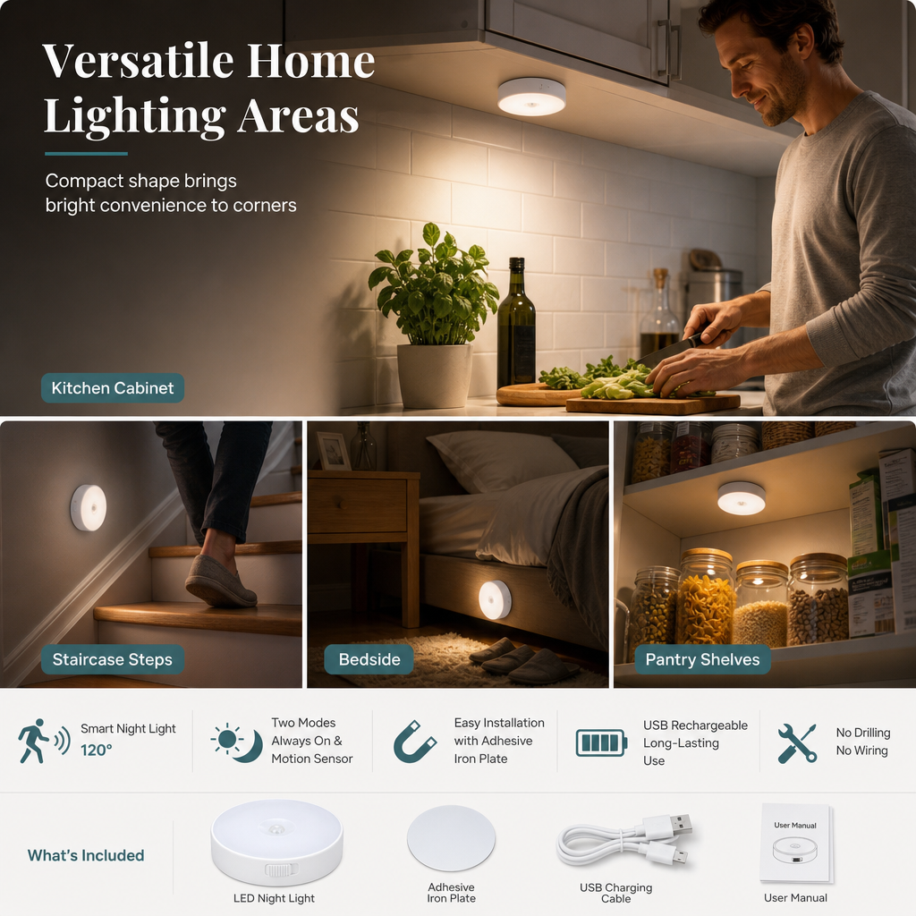 Oplaadbare LED-Nachtlamp met Bewegingssensor – productafbeelding