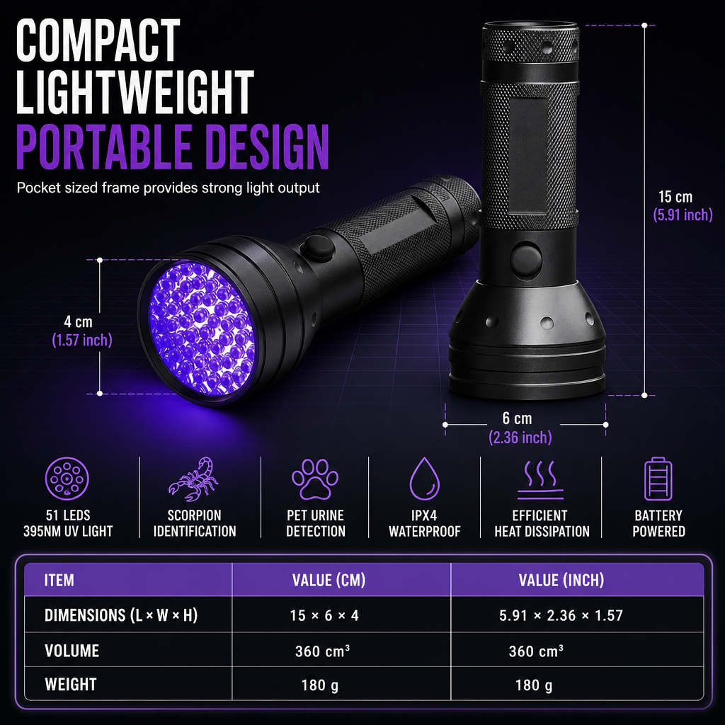 UV-Blacklightzaklamp – productafbeelding