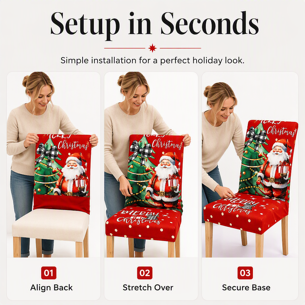 Elastische Kerststoelhoes – productafbeelding