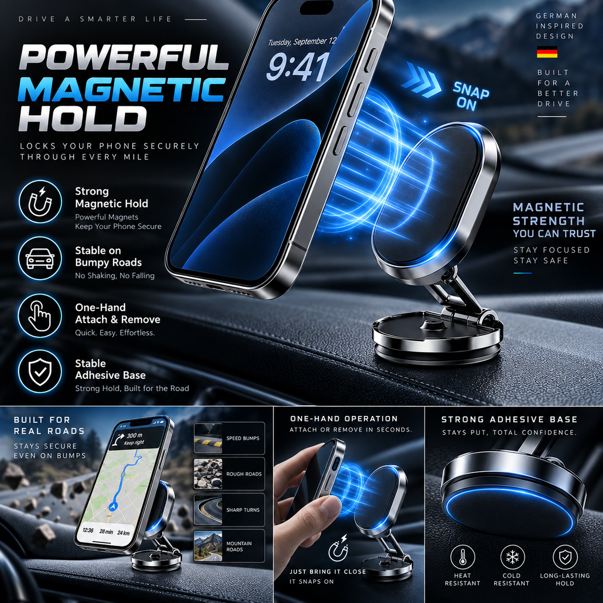 Inklapbare Magnetische Autohouder – productafbeelding