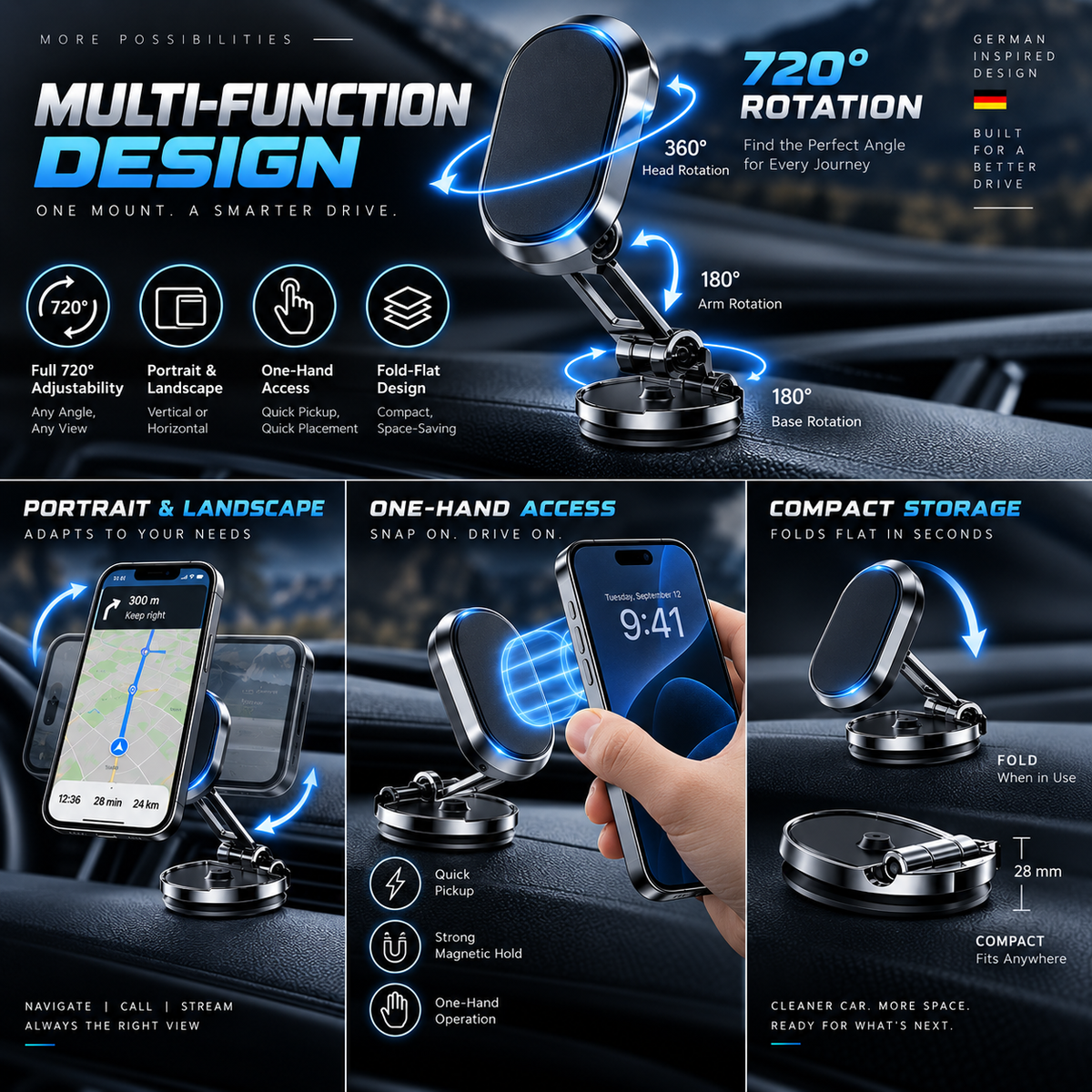 Inklapbare Magnetische Autohouder – productafbeelding