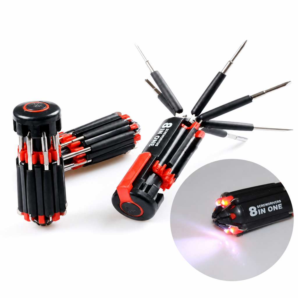 Opvouwbare Multibit-Schroevendraaier met Led – productafbeelding