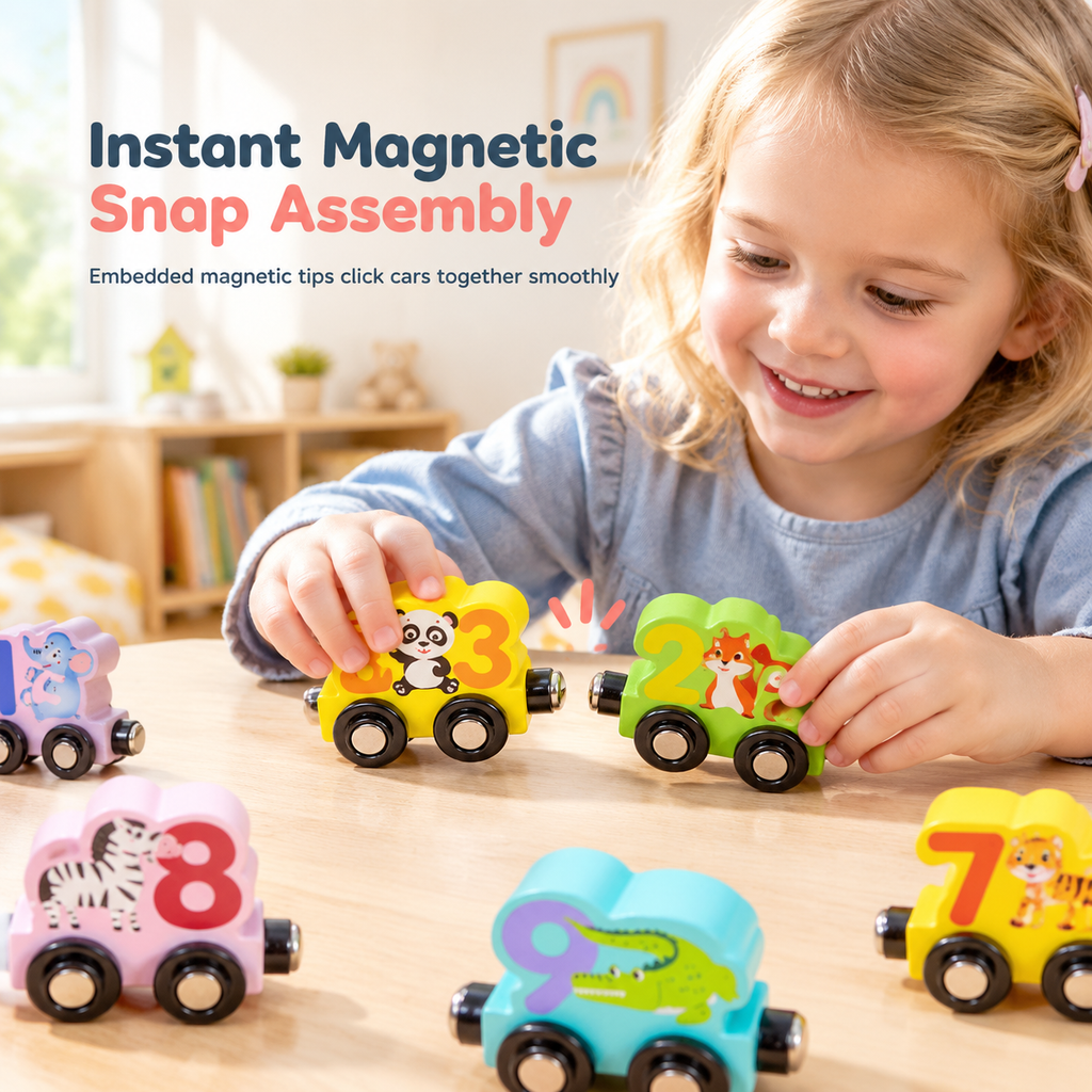 Magnetische Houten Getallentrein – productafbeelding