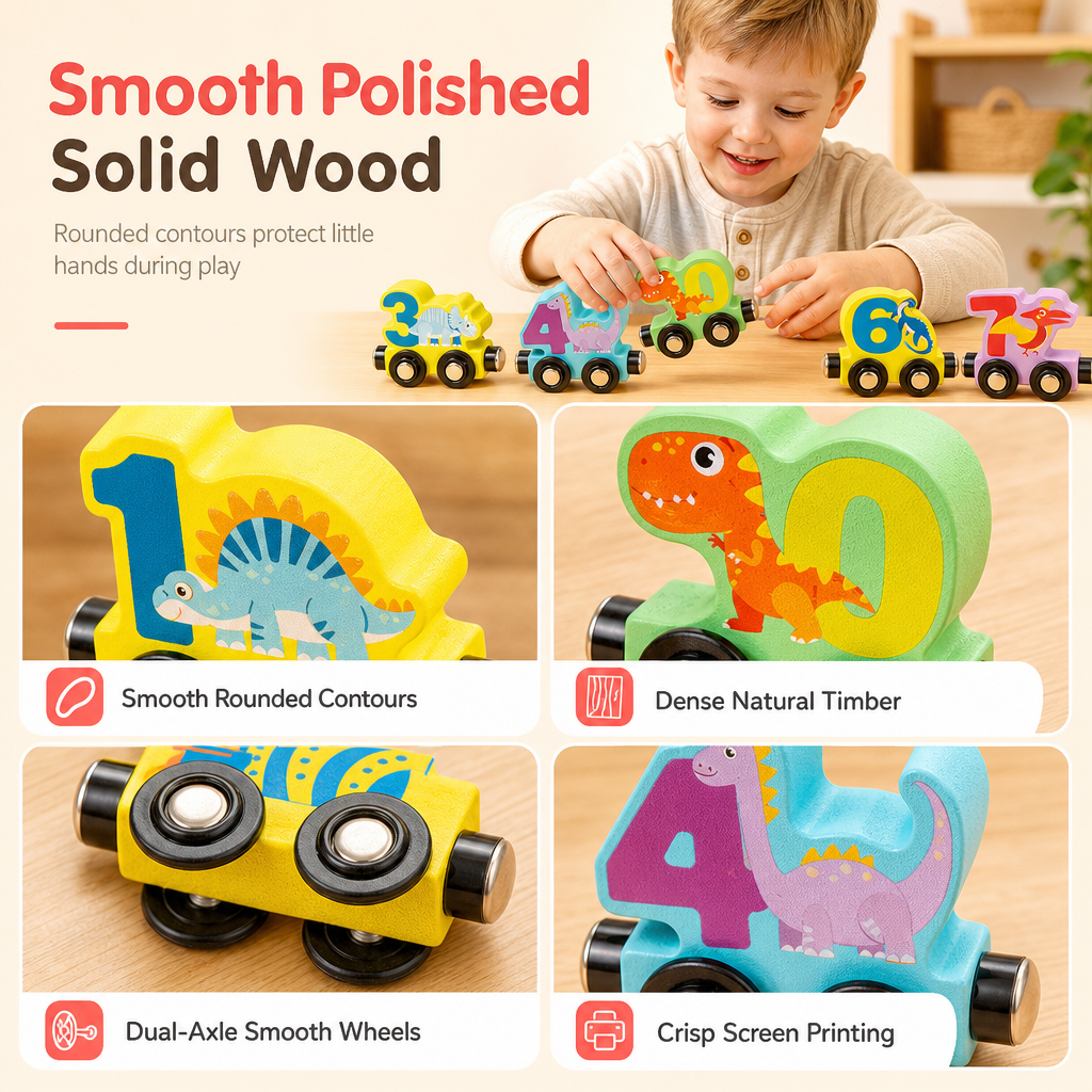 Magnetische Houten Getallentrein – productafbeelding