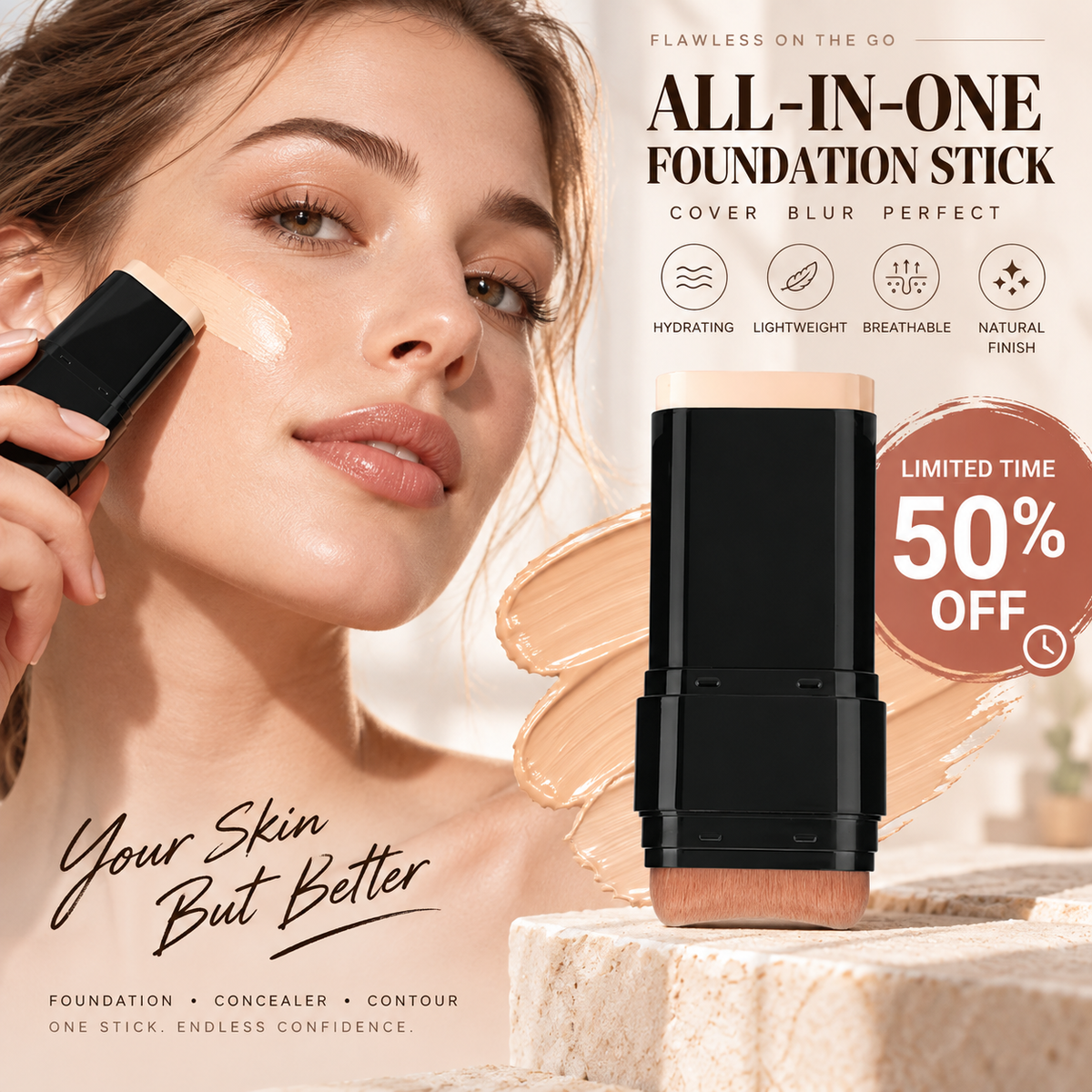Foundationstick met Blendkwast – productafbeelding